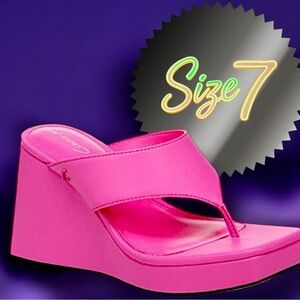 NWT Circus by Sam Edelman Pink Moira Platform Wedge Thong Sandals NIB